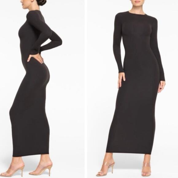 skims Fits Everybody Crew Neck Long Sleeve Dress size L dark gray C3 Dresses